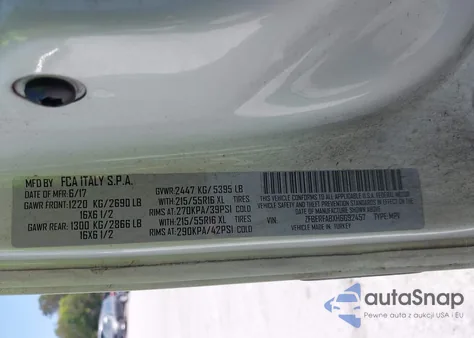 2017 Ram Promaster City Tradesman z USA, uszkodzony, nr VIN ZFBERFABXH6G92457